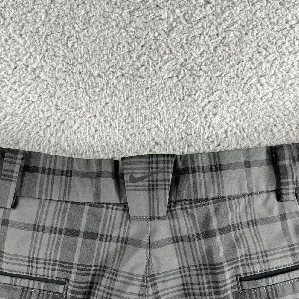 NEW Nike Shorts Mens 36 Gray Black Plaid Golf‎ Dri-Fit Tour Performance Stretch